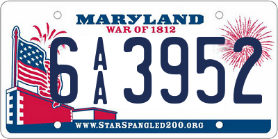 MD license plate 6AA3952