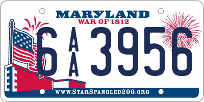 MD license plate 6AA3956