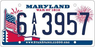 MD license plate 6AA3957