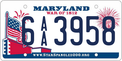 MD license plate 6AA3958