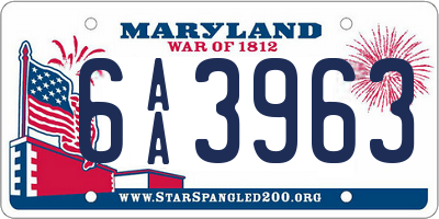 MD license plate 6AA3963