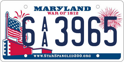 MD license plate 6AA3965