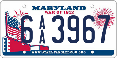 MD license plate 6AA3967