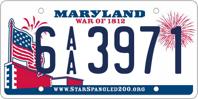 MD license plate 6AA3971