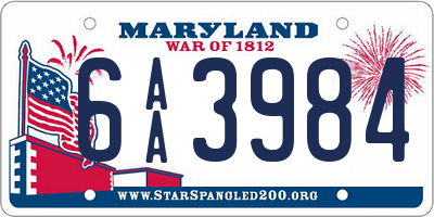 MD license plate 6AA3984