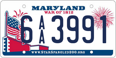 MD license plate 6AA3991