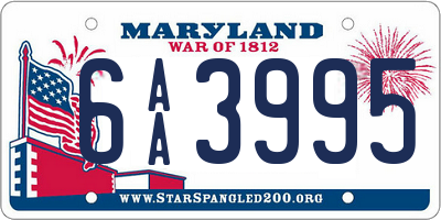 MD license plate 6AA3995