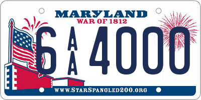 MD license plate 6AA4000