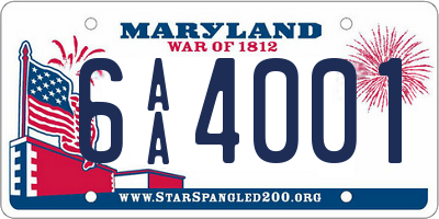 MD license plate 6AA4001