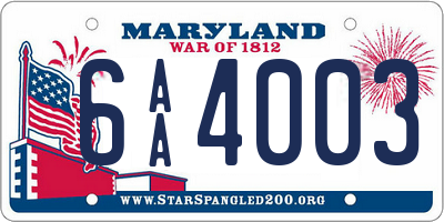 MD license plate 6AA4003