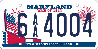 MD license plate 6AA4004