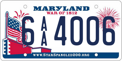 MD license plate 6AA4006