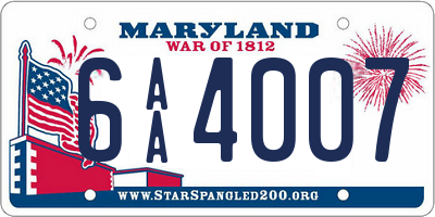 MD license plate 6AA4007