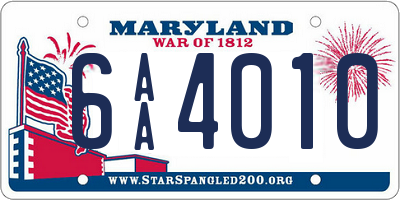 MD license plate 6AA4010