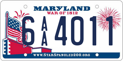 MD license plate 6AA4011