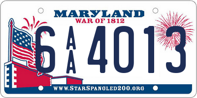 MD license plate 6AA4013