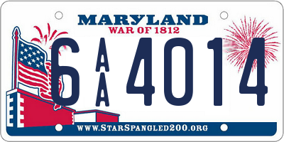 MD license plate 6AA4014