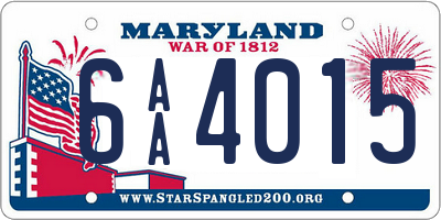 MD license plate 6AA4015