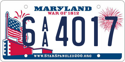 MD license plate 6AA4017