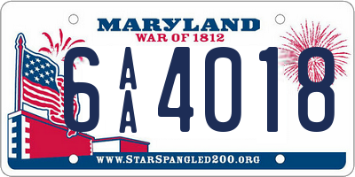 MD license plate 6AA4018