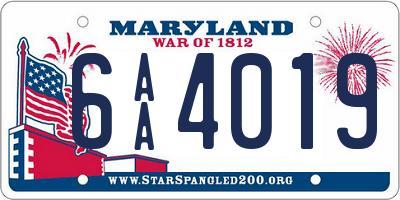 MD license plate 6AA4019