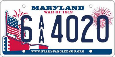 MD license plate 6AA4020