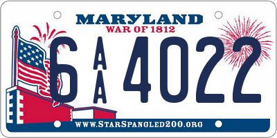 MD license plate 6AA4022