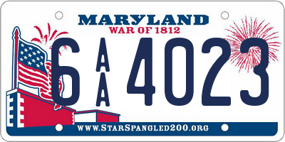 MD license plate 6AA4023