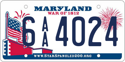 MD license plate 6AA4024