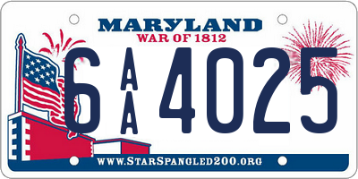 MD license plate 6AA4025