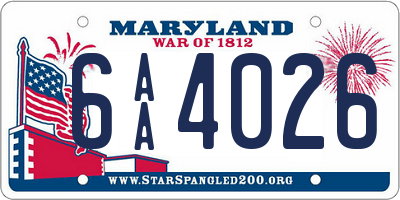 MD license plate 6AA4026