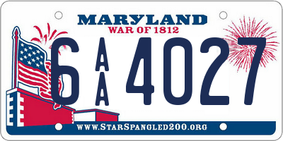 MD license plate 6AA4027