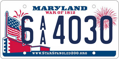 MD license plate 6AA4030