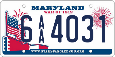 MD license plate 6AA4031