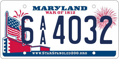 MD license plate 6AA4032