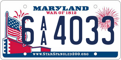 MD license plate 6AA4033