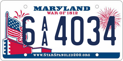 MD license plate 6AA4034