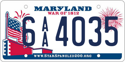 MD license plate 6AA4035