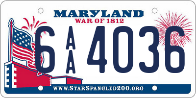 MD license plate 6AA4036