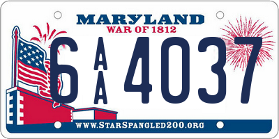 MD license plate 6AA4037