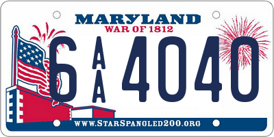 MD license plate 6AA4040