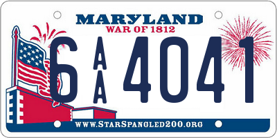 MD license plate 6AA4041