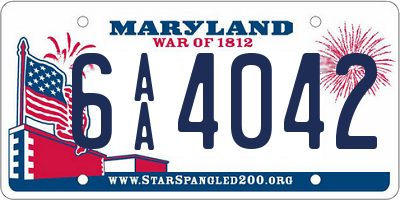 MD license plate 6AA4042