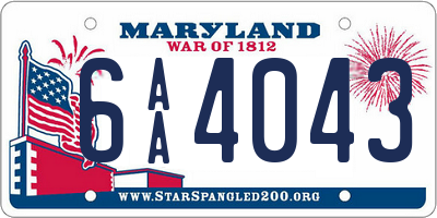 MD license plate 6AA4043