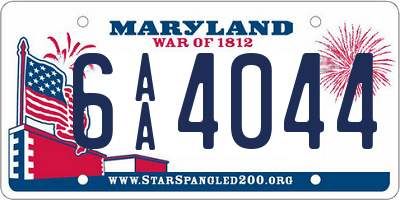 MD license plate 6AA4044