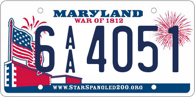 MD license plate 6AA4051