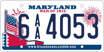 MD license plate 6AA4053