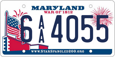 MD license plate 6AA4055