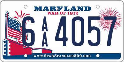 MD license plate 6AA4057