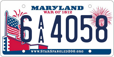 MD license plate 6AA4058